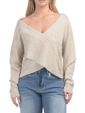 SCOTT AND SCOTT LONDON Merino Wool And Cashmere Blend Cross Over Boyfriend Ribbe